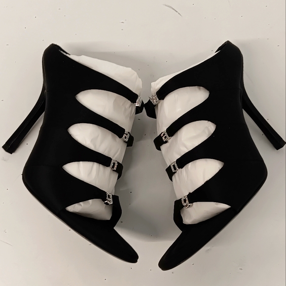 Alexander Wang Black Satin Lolita Crystal Embellished Sandal Heels - Picture 5 of 15